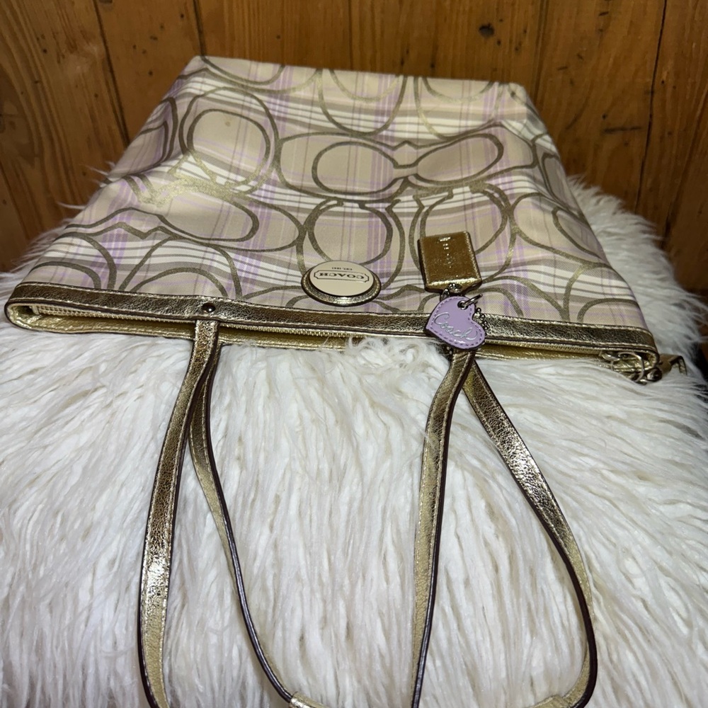 Coach F17474 Signature Multicolor Tartan Tote Shoulder Bag - Picture 8 of 14